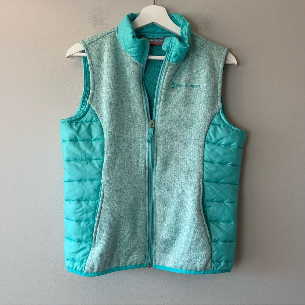 Free Country Teal Puffer Fleece Vest Girls 14/16 Large‎
